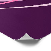 ロマンチック抽象芸術ピンクハートデザインオンパープル ポスター (角)