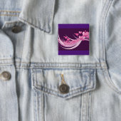 ロマンチック抽象芸術ピンクハートデザインオンパープル 缶バッジ (インサイチュ)