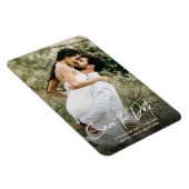 ロマンチック日付を保存する垂直婚約写真 マグネット (右側)