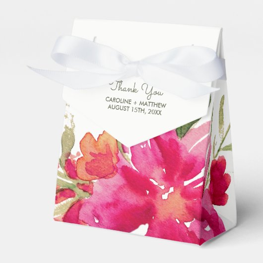 ロマンチック明るい赤紫色グリーンウォーター色結婚フローラ フェイバーボックス (正面サイド)