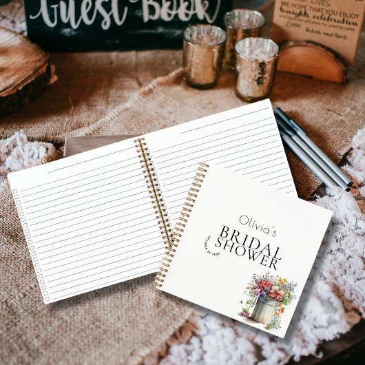 ロマンチック春の花花瓶ブライダルシャワーゲスト ノートブック