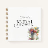 ロマンチック春の花花瓶ブライダルシャワーゲスト ノートブック (正面)