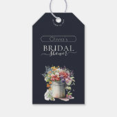 ロマンチック春の花花瓶ブライダルシャワー ギフトタグ (正面)