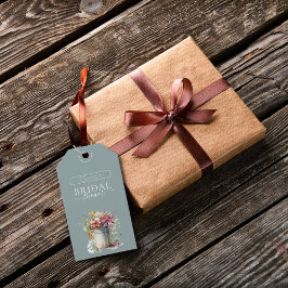 ロマンチック春の花花瓶ブライダルシャワー ギフトタグ