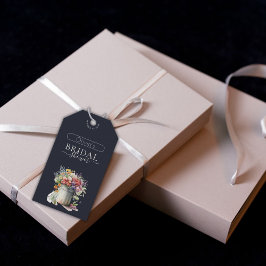 ロマンチック春の花花瓶ブライダルシャワー ギフトタグ