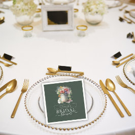 ロマンチック春の花花瓶ブライダルシャワー スタンダードカクテルナプキン