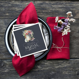 ロマンチック春の花花瓶ブライダルシャワー スタンダードカクテルナプキン