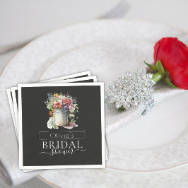 ロマンチック春の花花瓶ブライダルシャワー スタンダードカクテルナプキン