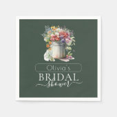 ロマンチック春の花花瓶ブライダルシャワー スタンダードカクテルナプキン (正面)