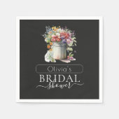 ロマンチック春の花花瓶ブライダルシャワー スタンダードカクテルナプキン (正面)