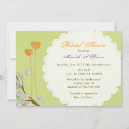 ロマンチック春グリーンブライダルシャワー 招待状