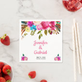ロマンチック春ピンクウォーター色結婚フローラ スタンダードカクテルナプキン (インサイチュ)