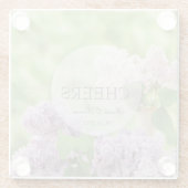 ロマンチック春フラワーフローラホワイト薄紫結婚ズ ガラスコースター (裏面)