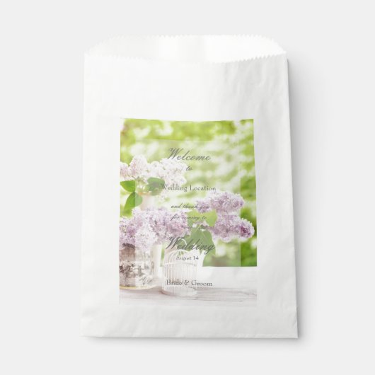 ロマンチック春フラワーフローラホワイト薄紫結婚ズ フェイバーバッグ (正面)