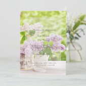 ロマンチック春フラワーフローラホワイト薄紫結婚ズ 招待状 (スタンド正面)