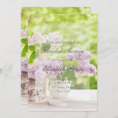 ロマンチック春フラワーフローラ薄紫ブライダルシャワー 招待状 (正面/裏面)