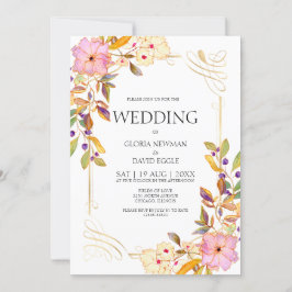 ロマンチック春フローラ結婚式招待状 招待状