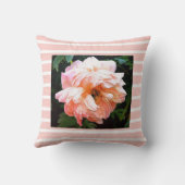 ロマンチック春牡丹オンピーチストライプズ クッション (裏面)