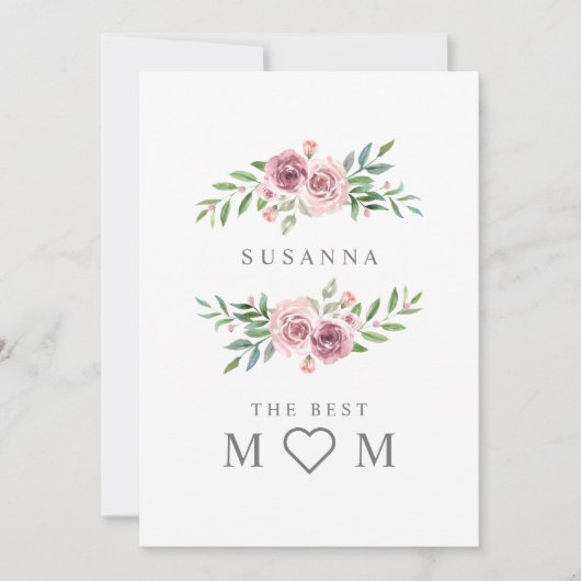 ロマンチック最高のな母フローラリースモノグラムinピンク シーズンカード (正面)