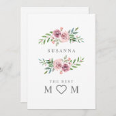 ロマンチック最高のな母フローラリースモノグラムinピンク シーズンカード (正面/裏面)