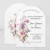 ロマンチック桜さくらんぼフラワーズ結婚開花 招待状 (正面/裏面)