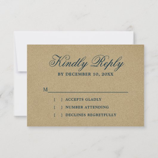 ロマンチック水彩バーガンディ金ゴールドレッドネイビーフローラ 出欠カード (裏面)