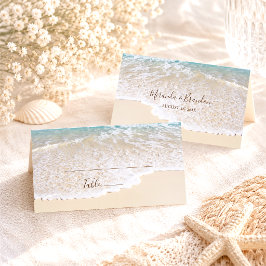 ロマンチック海波熱帯ビーチ結婚式 プレイスカード