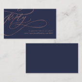 ロマンチック海軍とバラ金ゴールド結婚のウェブサイトRSVP エンクロージャーカード (正面/裏面)