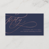 ロマンチック海軍とバラ金ゴールド結婚のウェブサイトRSVP エンクロージャーカード (正面)