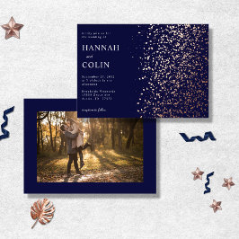 ロマンチック海軍バラ金ゴールドスターダスト箔フォト 箔招待状