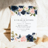 ロマンチック海軍フローラ結婚のリハーサルディナー 招待状