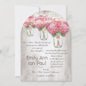 ロマンチック淡い色のなピンクのメーソンヤール結婚ホタル 招待状 (正面)