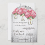 ロマンチック淡い色のなピンクのメーソンヤール結婚ホタル 招待状 (正面)