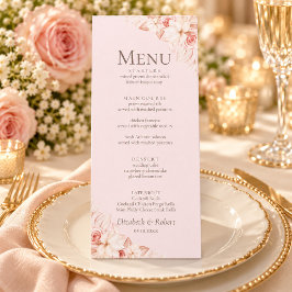 ロマンチック淡い色のなピンクのロ結婚ーズ・メニュー メニュー