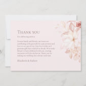 ロマンチック淡い色のなピンクのロ結婚ーゼズ サンキューカード (正面)