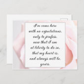 ロマンチック淡い色のなピンクフローラジェーンオーステンラブ引用文 ポストカード (正面/裏面)