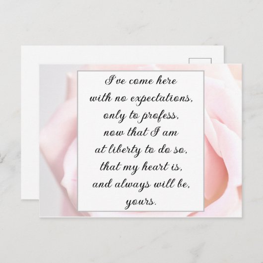 ロマンチック淡い色のなピンクフローラジェーンオーステンラブ引用文 ポストカード (正面/裏面)