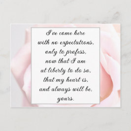 ロマンチック淡い色のなピンクフローラジェーンオーステンラブ引用文 ポストカード