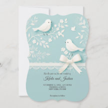 ロマンチック淡い色のなレースと鳥のエキスポ結婚ットのティール（緑がかった色）