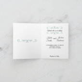 ロマンチック淡い色のなレースと鳥の結婚ティール（緑がかった色） 招待状 (内部)