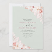 ロマンチック淡い色のピンクローズ結婚式招待状 招待状 (正面)