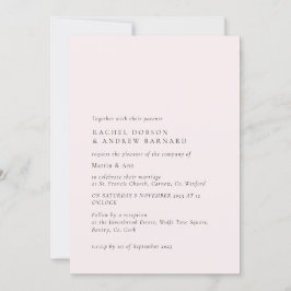 ロマンチック淡い色の赤面ヴェールピンクミニマルシンプル 招待状