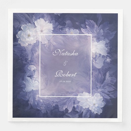 ロマンチック深いラベンダー結婚フローラズナプキンス (正面)