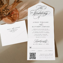 ロマンチック渦巻形のな書結婚道の オールインワン招待状