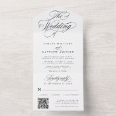 ロマンチック渦巻形のな書結婚道の オールインワン招待状 (内側)