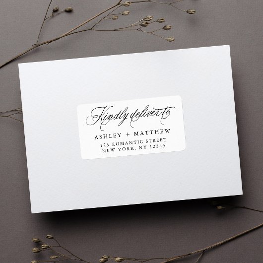 ロマンチック渦巻形の書道差出人住所 ラベル