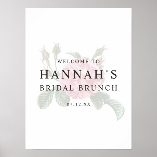 ロマンチック独身のバラブライダルシャワー ポスター (正面)