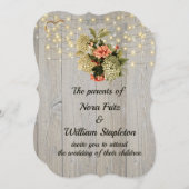 ロマンチック白あじさいピンクのカーネーション 招待状 (正面/裏面)