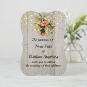 ロマンチック白あじさいピンクのカーネーション 招待状 (スタンド正面)