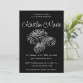 ロマンチック白黒モダンミニマルフローラベビー 招待状 (スタンド正面)